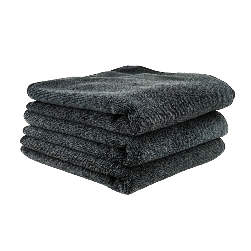 Workhorse Black Professional Grade Microfiber Towel 16"X16" (Rubber/Plastic/Vinyl) (3 Pack) - CHEMICAL GUYS
